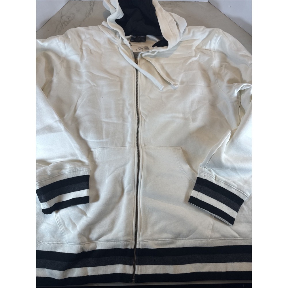 Foot Locker Full Zip Hoodie Mens 2XL Black Striped Athletic Streetwear Y2K NWT